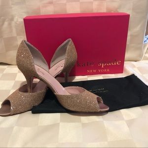 NWT Kate Spade Glitter Cork Heels